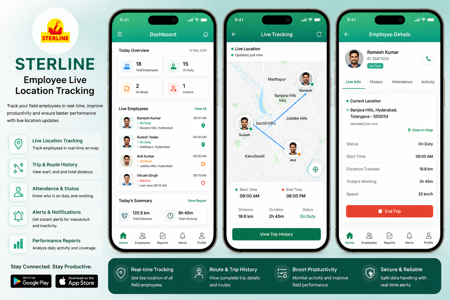 Sterline Employee Live Location Tracking System